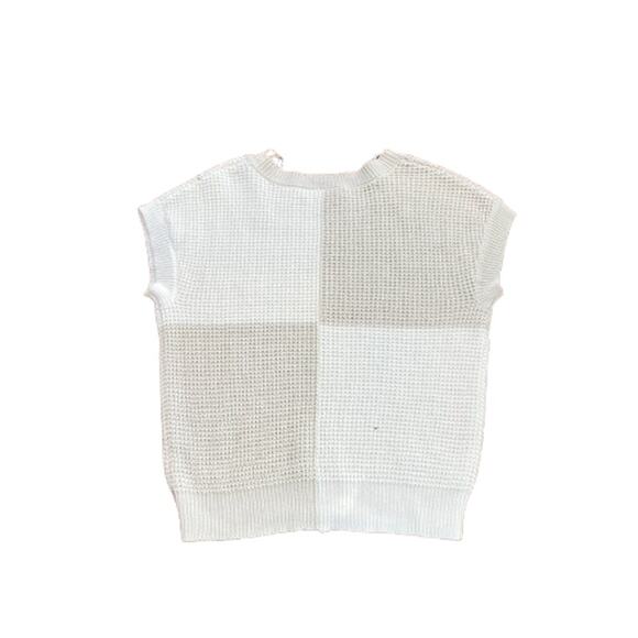 Moon & Madison Women's Cream Tan Colorblock Cotton Blended Vest Sweater Size S - Picture 1 of 6